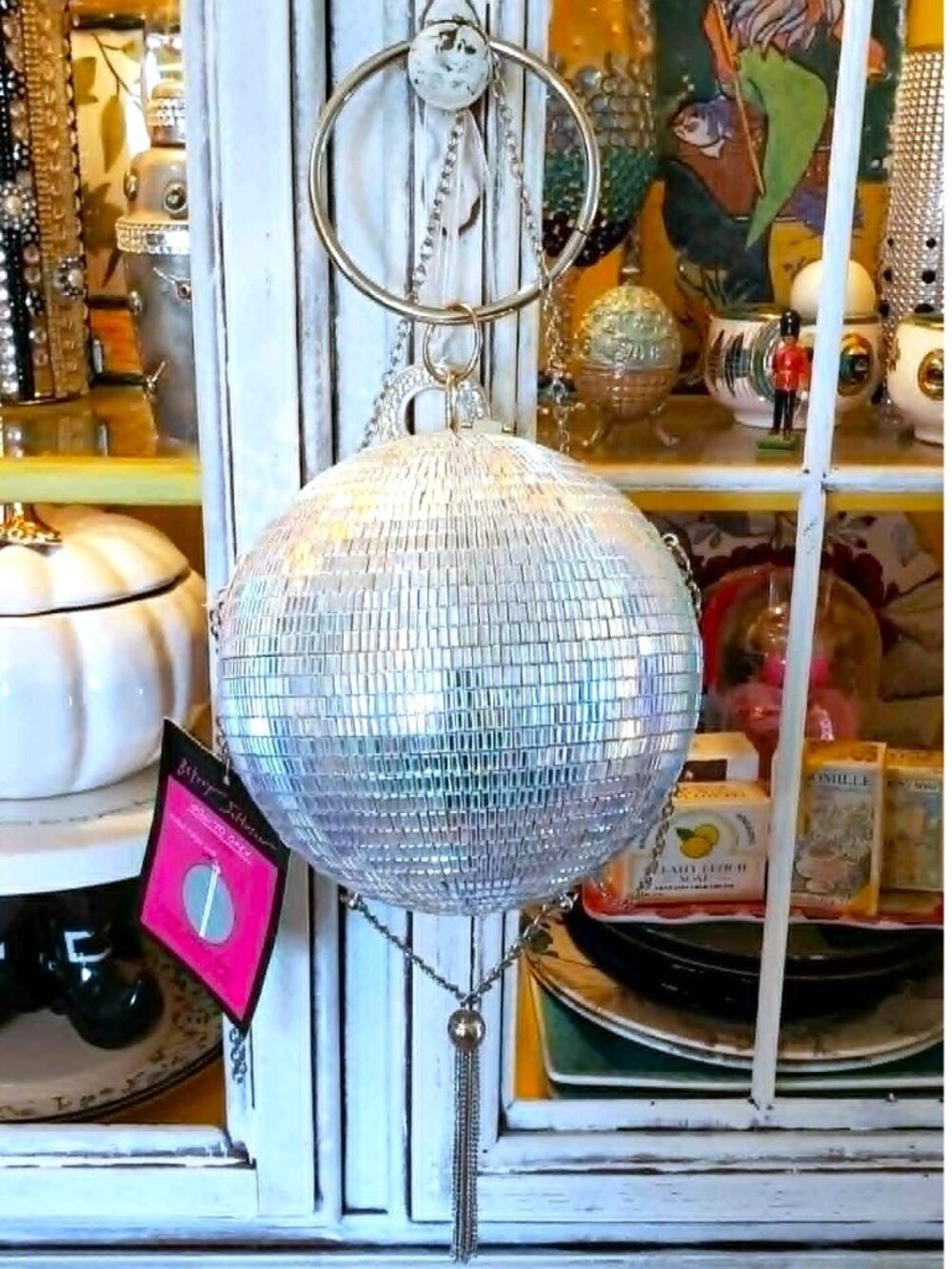 Betsey Johnson Kitsch Crossbody Glass Disco Ball Dancing Queen Bracelet Handbag - Picture 3 of 16